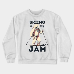 Skiing Is My Jam Polar Bear Skiing Crewneck Sweatshirt